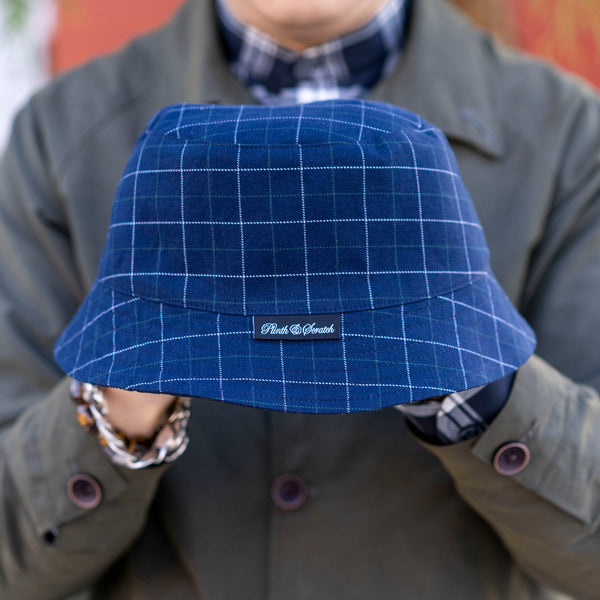 Yoshiwa Indigo Plaid Twill Joyride Bucket Hat