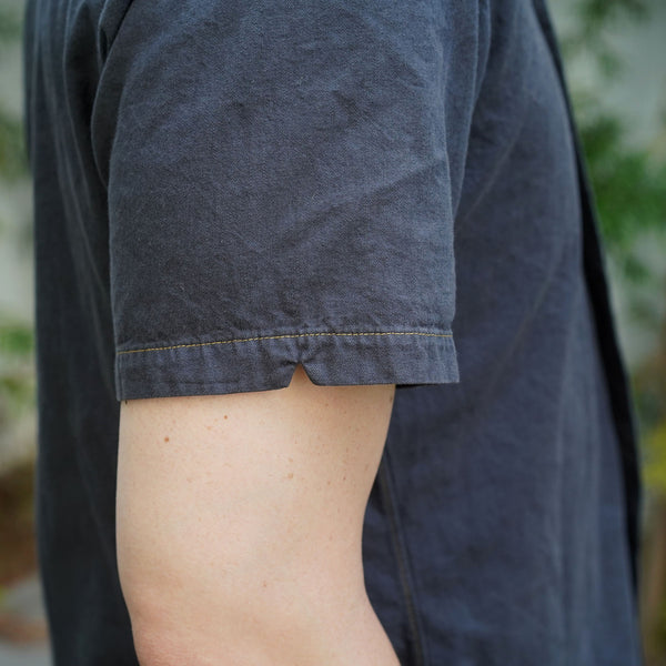 Cruising Short Sleeve Camp Shirt in Selvage Gunmetal Yoshiwa Twill