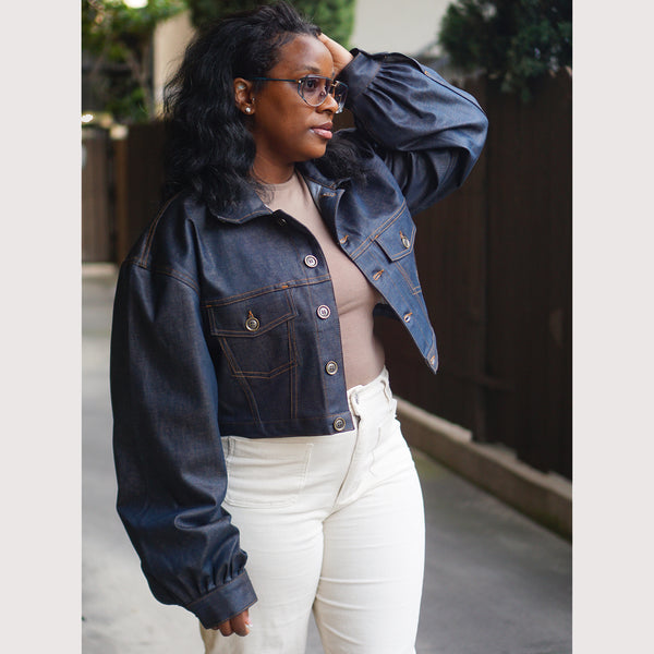 Indigo Brass Denim Get Down Crop Jacket