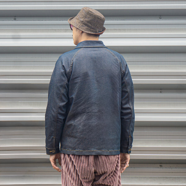 Indigo Brass Denim Uprock Coach Jacket