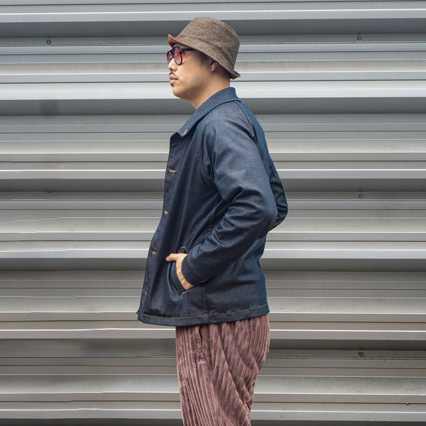Indigo Brass Denim Uprock Coach Jacket