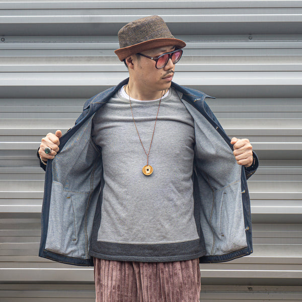 Indigo Brass Denim Uprock Coach Jacket