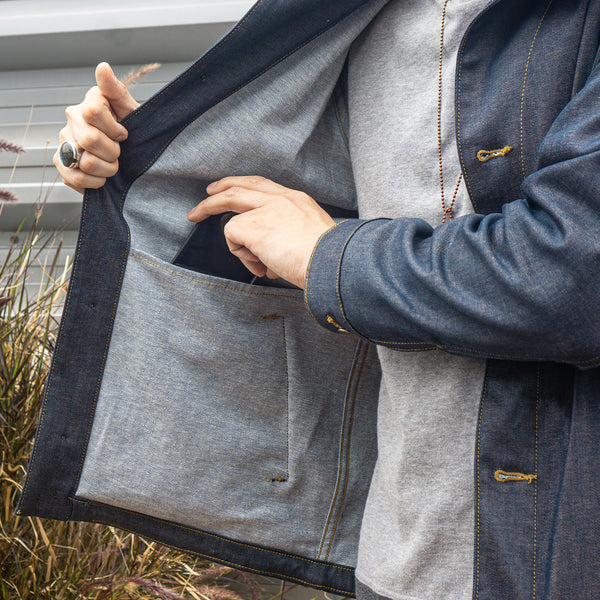 Indigo Brass Denim Uprock Coach Jacket