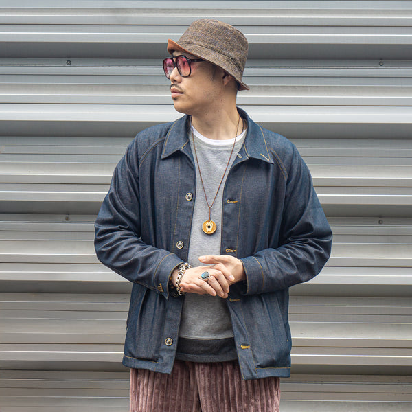 Indigo Brass Denim Uprock Coach Jacket